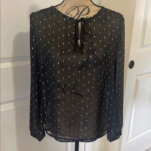 Banana Republic Black Tie Front Long Sleeve Sheer Blouse. LP